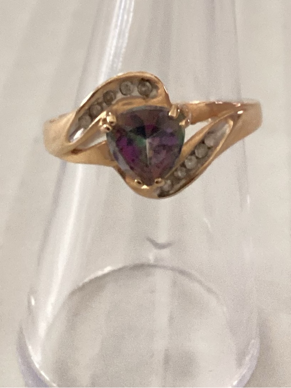 10K Amethyst & diamond ring